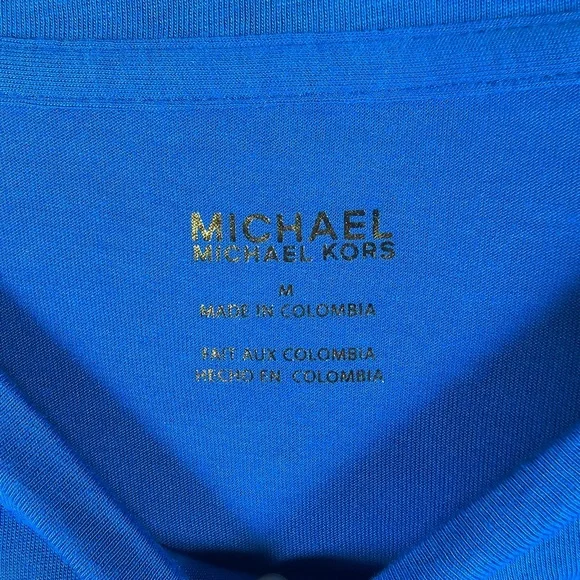 NWT MICHAEL MICHAEL KORS Gold Tone MK Logo T-Shirt MEDIUM - Picture 8 of 11